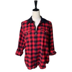 Tommy Hilfiger Buffalo Plaid Heritage Flannel 100% Cotton Women's Cozy Fall